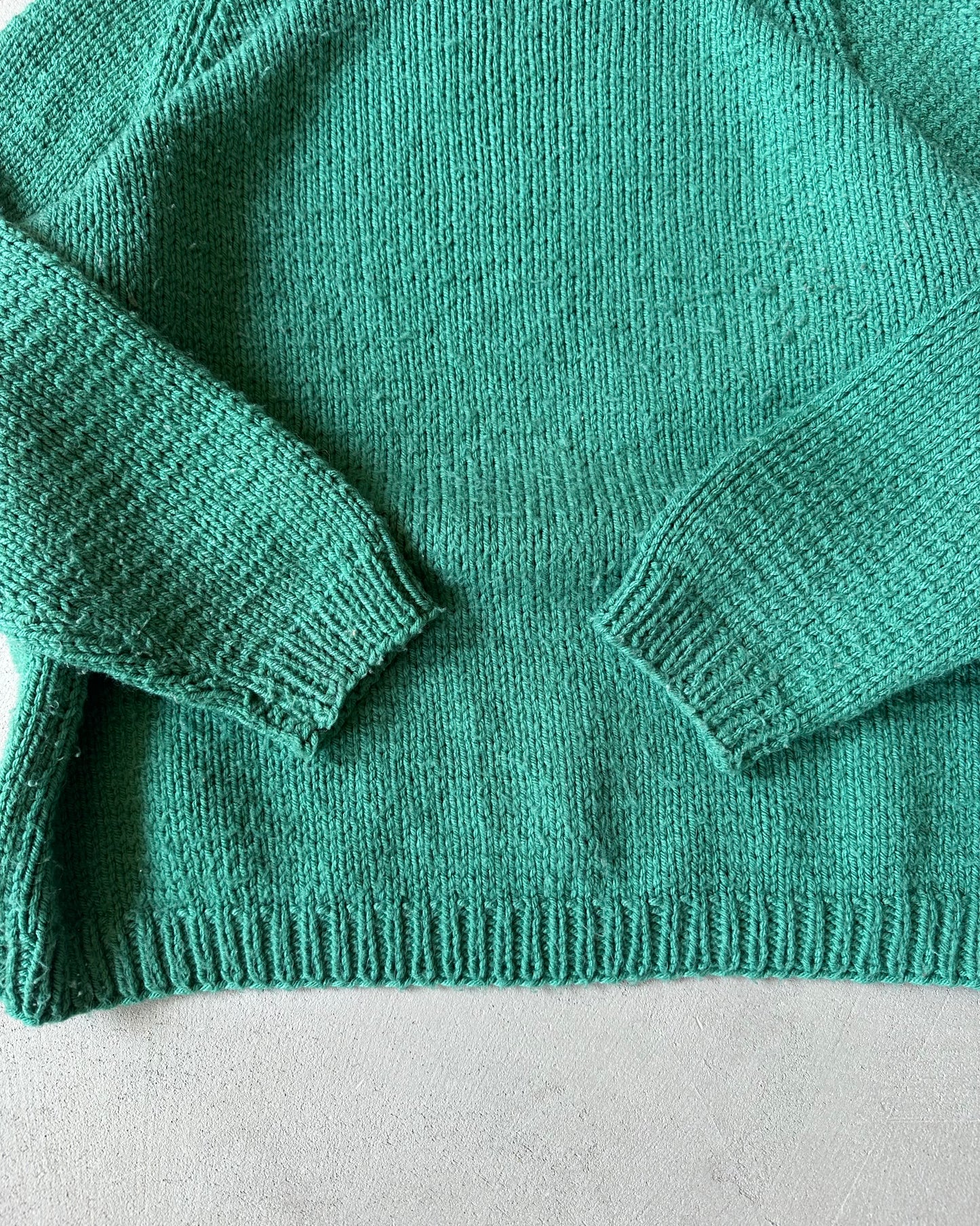 1980s - Green Handknit Sweater - M