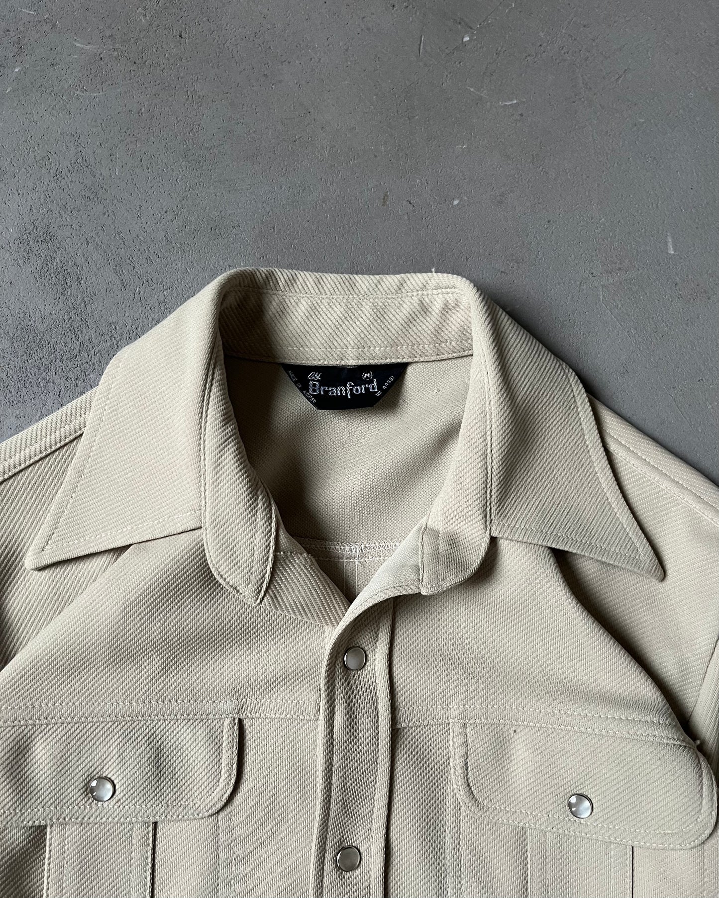 1980s - Beige Branford Wester Shirt - M