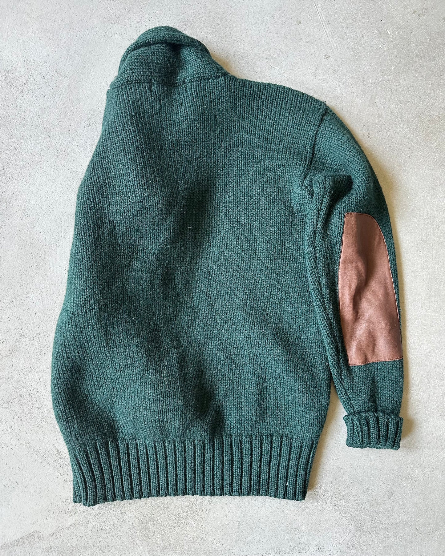 1990s - Forest Green Polo RL Shawl Sweater - M
