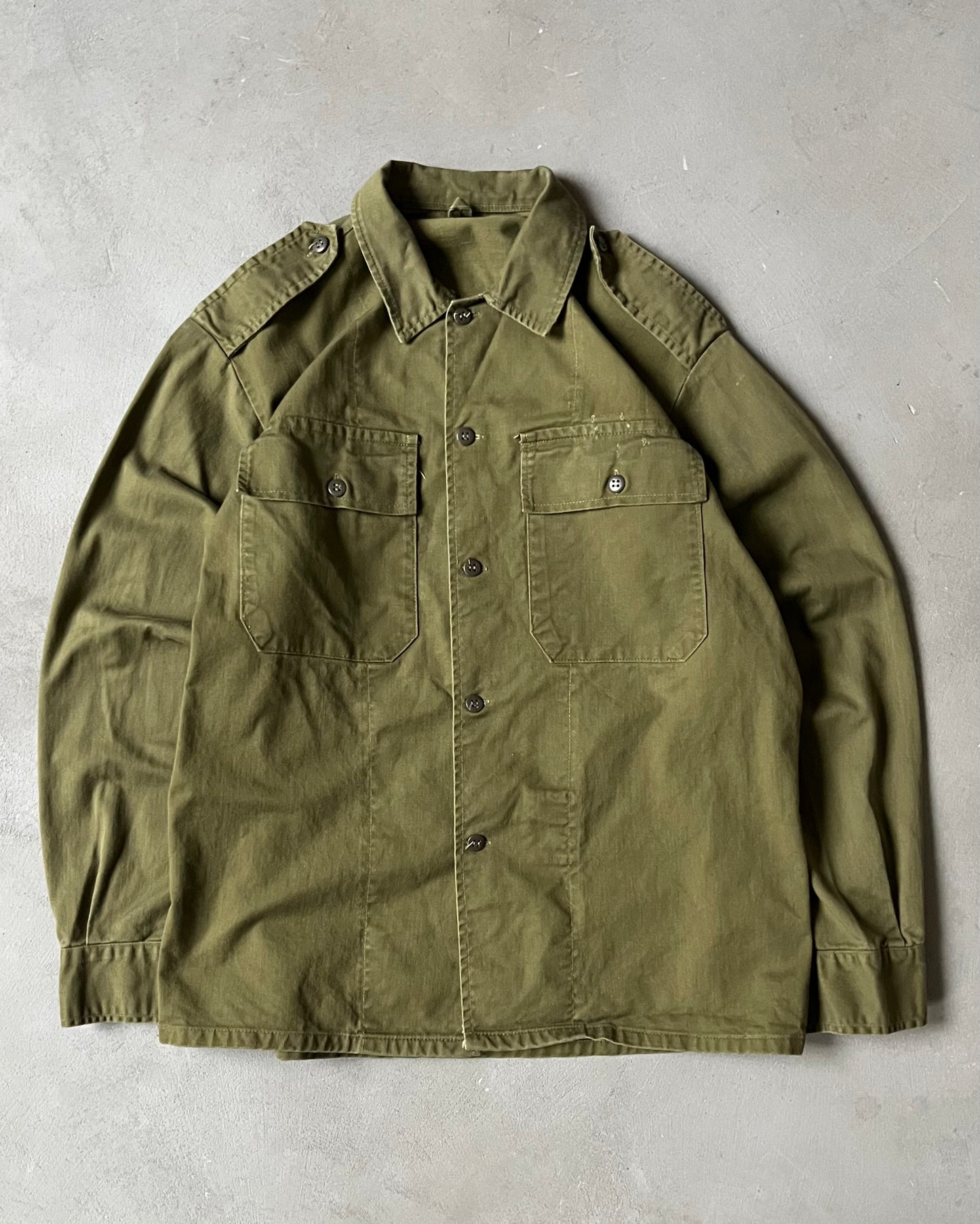 1970s - Green Military Shirt - M