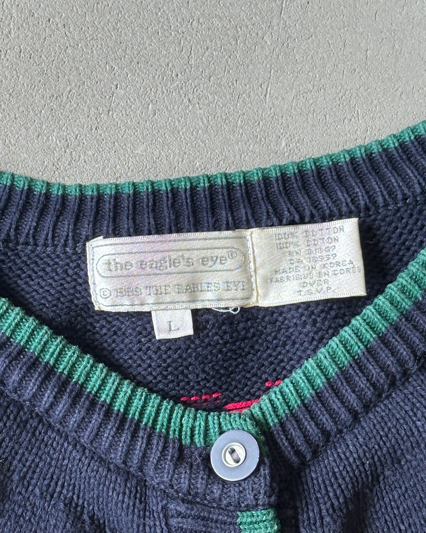 1990s - Navy Horses Women's Cardigan - (W)M