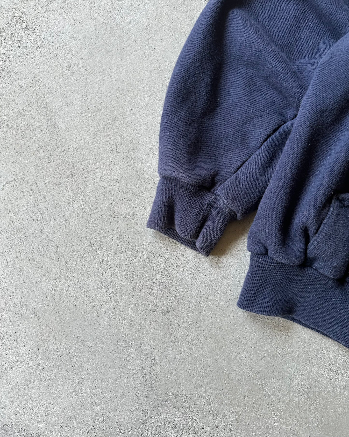 1990s - Navy Thermal Lined Zip Up Hoodie - M