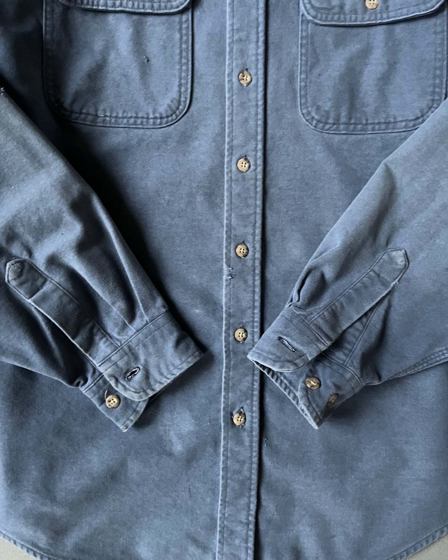 1990s - Distressed Blue Carhartt Chamois Shirt - XL