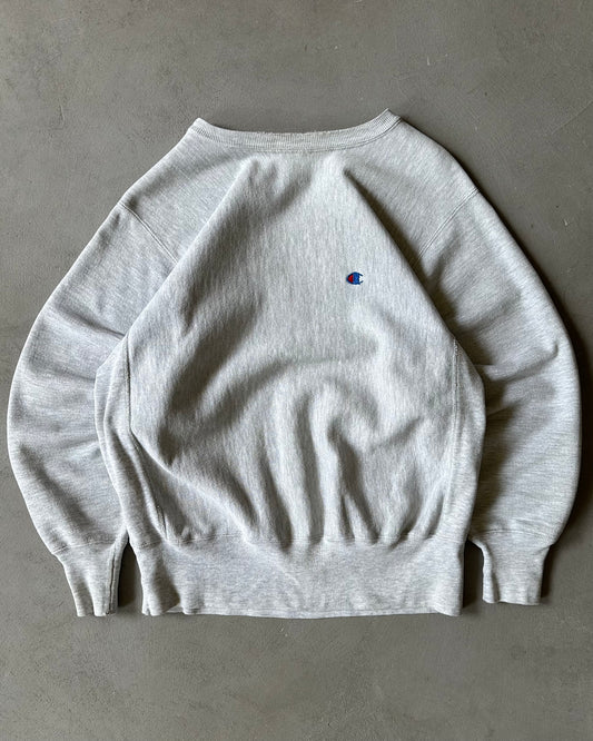 1990s - Distressed Ash Grey Champion RW Crewneck - M