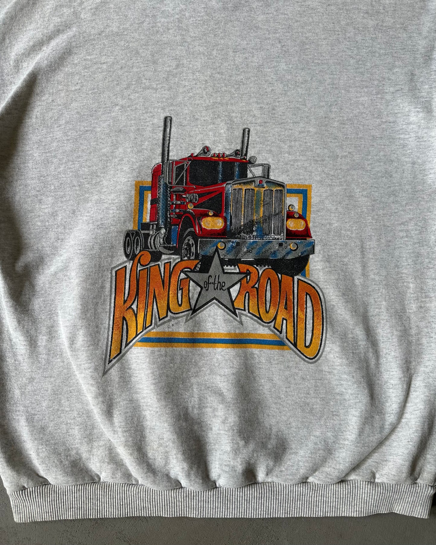 1990s - Ash Grey Nautic X King of the Road Hoodie - XL