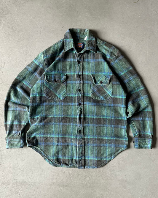 1990s - Green/Black Dickies Plaid Flannel - S/M