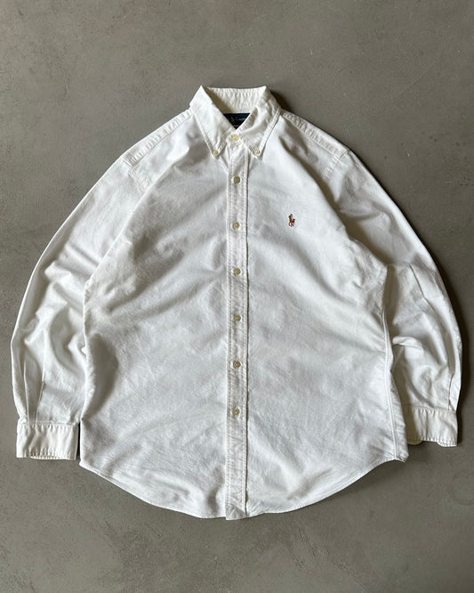 1990s - White Ralph Lauren Shirt - M