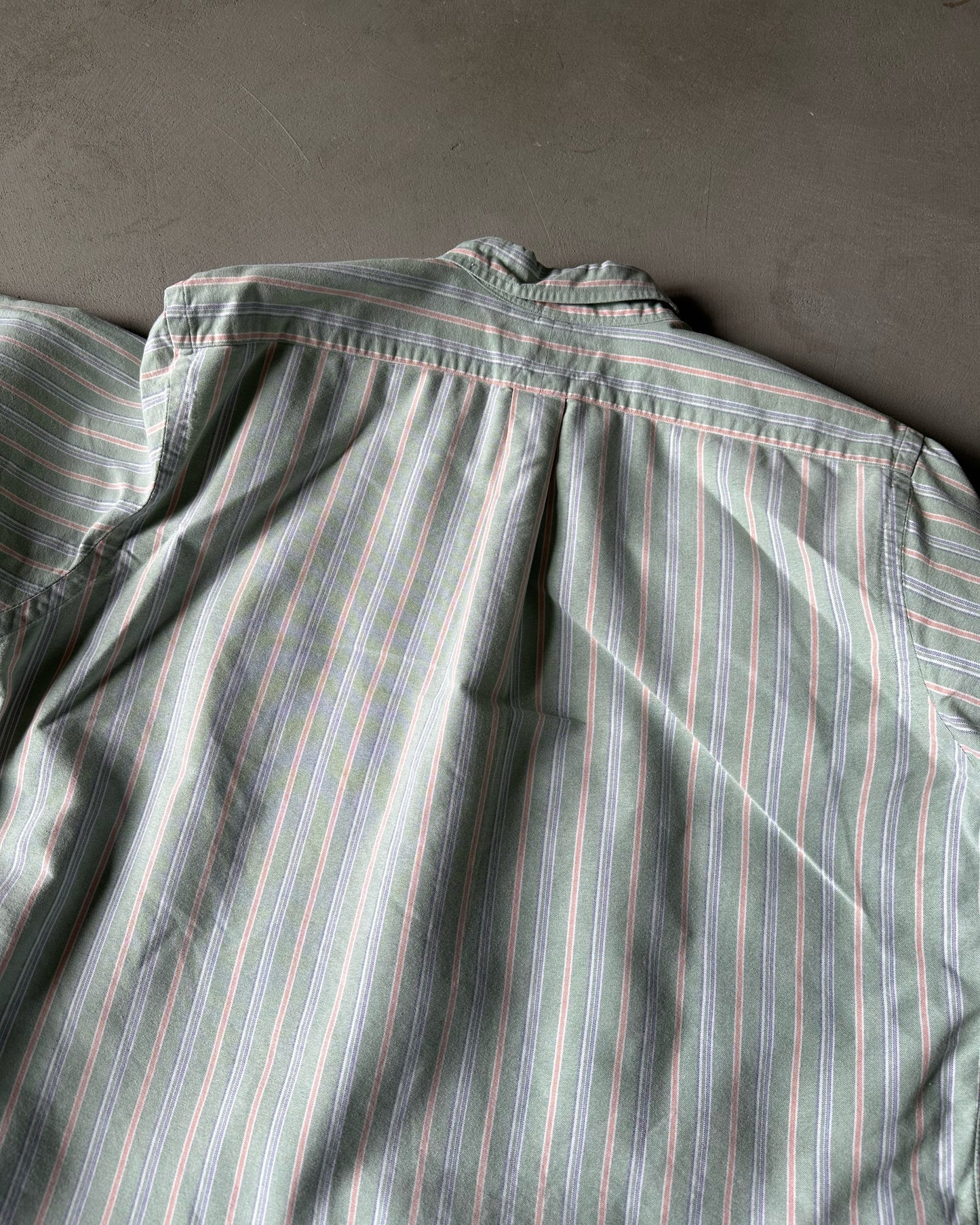 1990s - Mint/Orange Polo RL Striped Button Up - XL