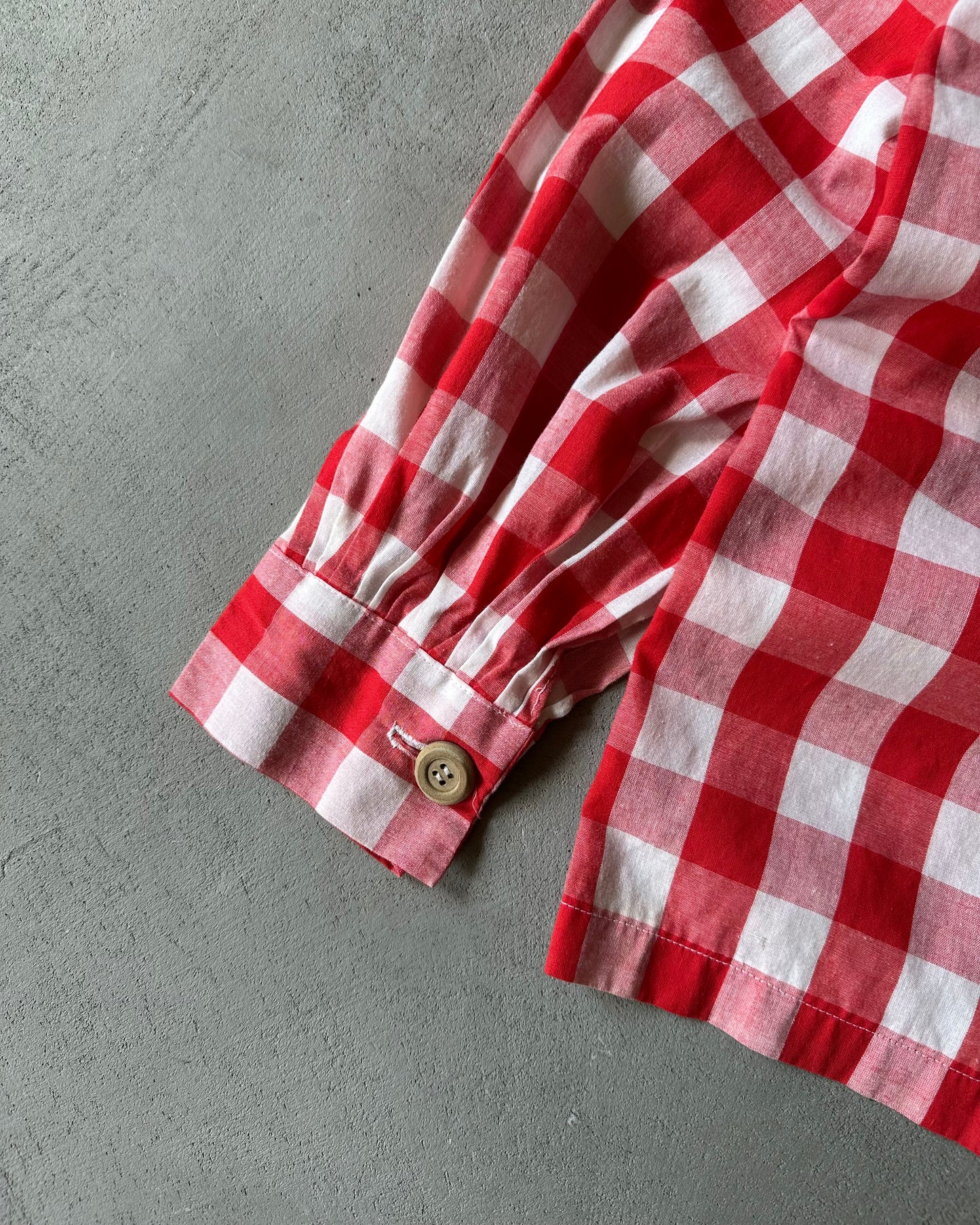 1970s - Red/White Plaid Handmade Overshirt - (W)L