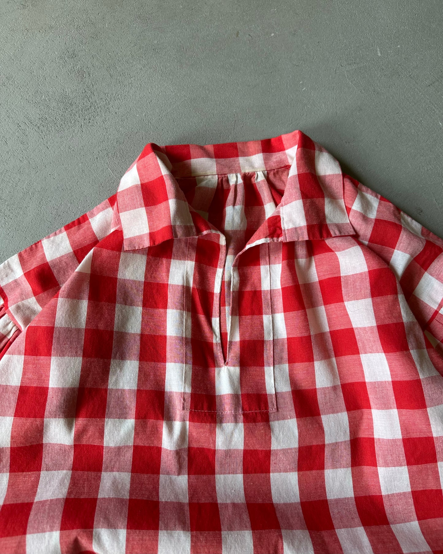 1970s - Red/White Plaid Handmade Overshirt - (W)L