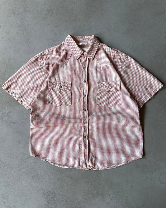 2000s - Orange/Cream Plaid Pearl Snap Shirt - L/XL