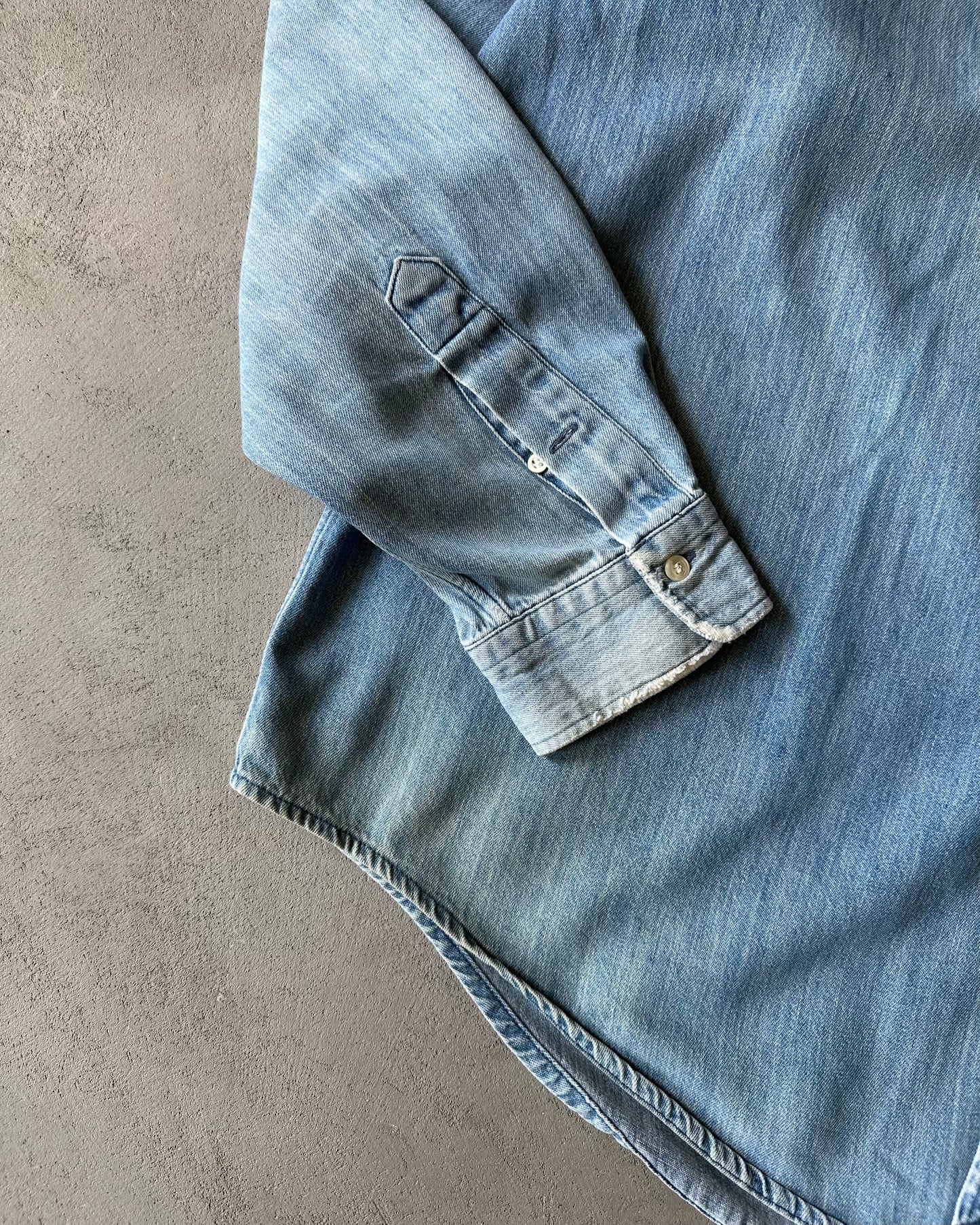 1990s - Faded Denim Ralph Lauren Shirt - XXL