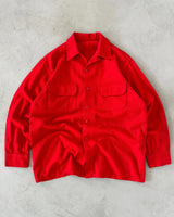 1960s - Red Wool Loop Collar Button Up - L