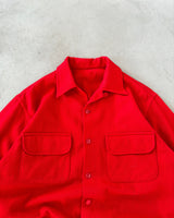 1960s - Red Wool Loop Collar Button Up - L