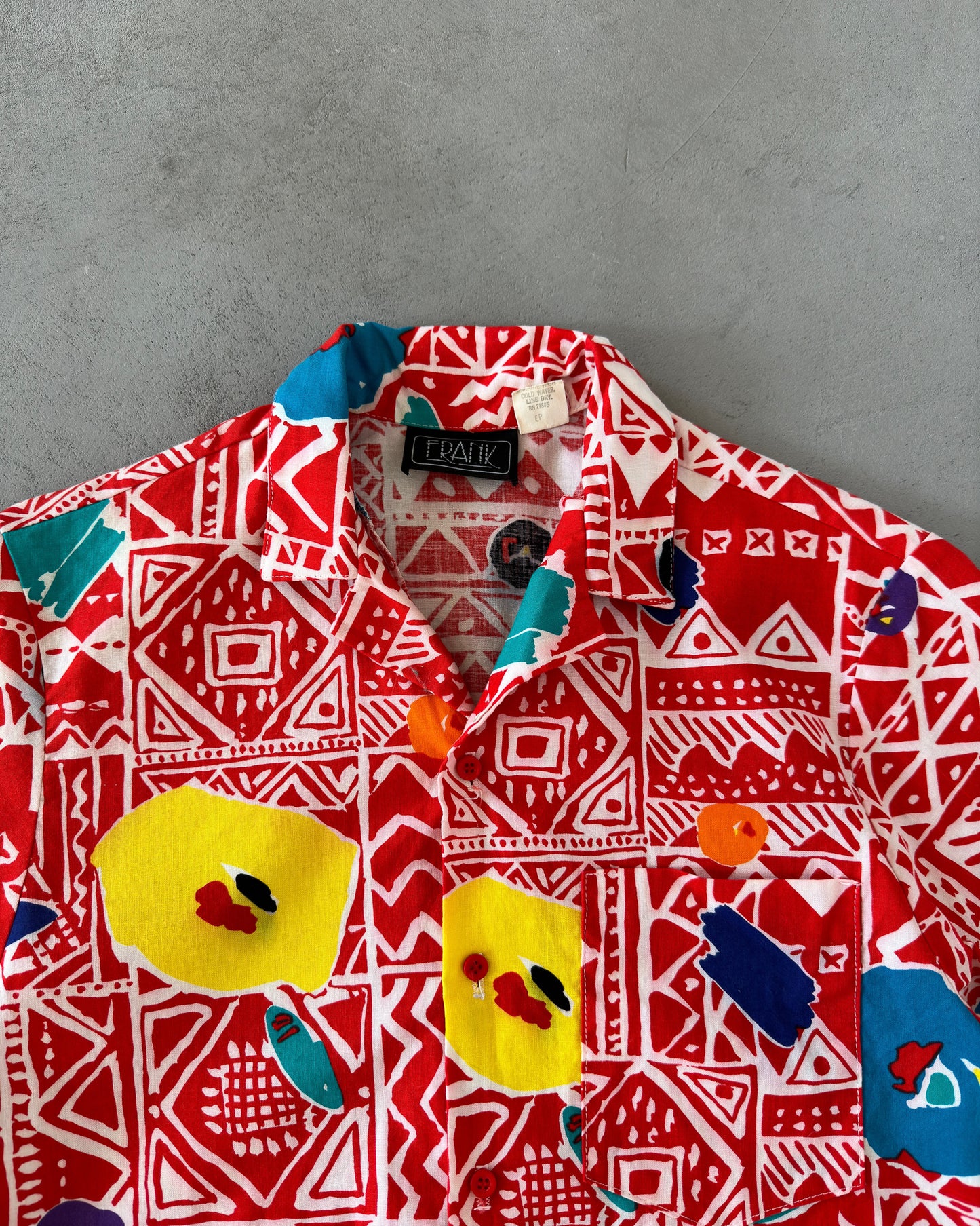 1980s - Red/Yellow Funky Shirt - M