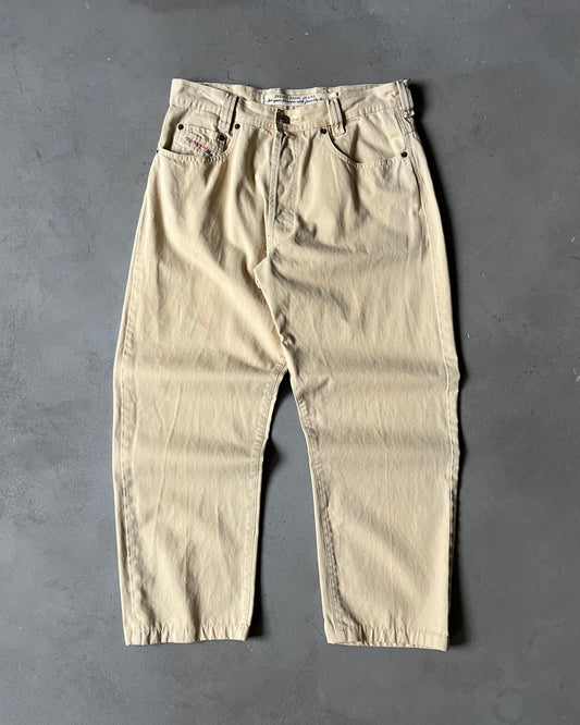 2000s - Beige Diesel Saddle Jeans - 33x28