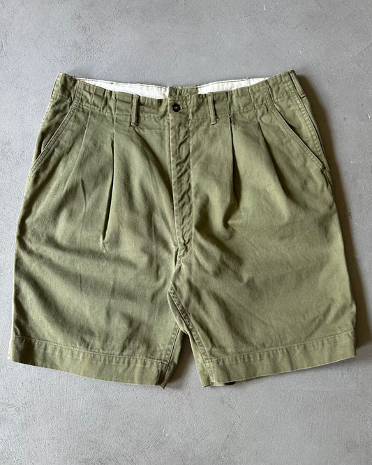 1960s - Green Boy Scouts Pleated Shorts - 34