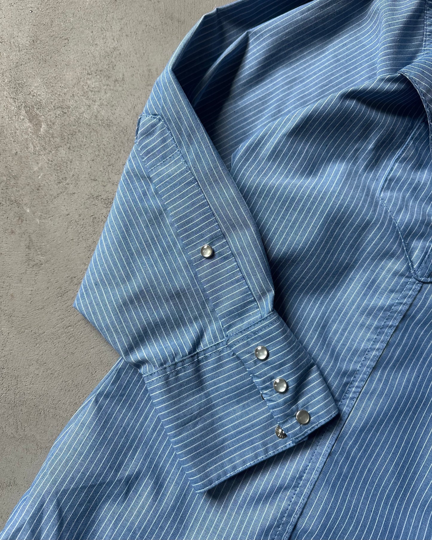 1970s - Blue Rockmount Striped Western Shirt - L