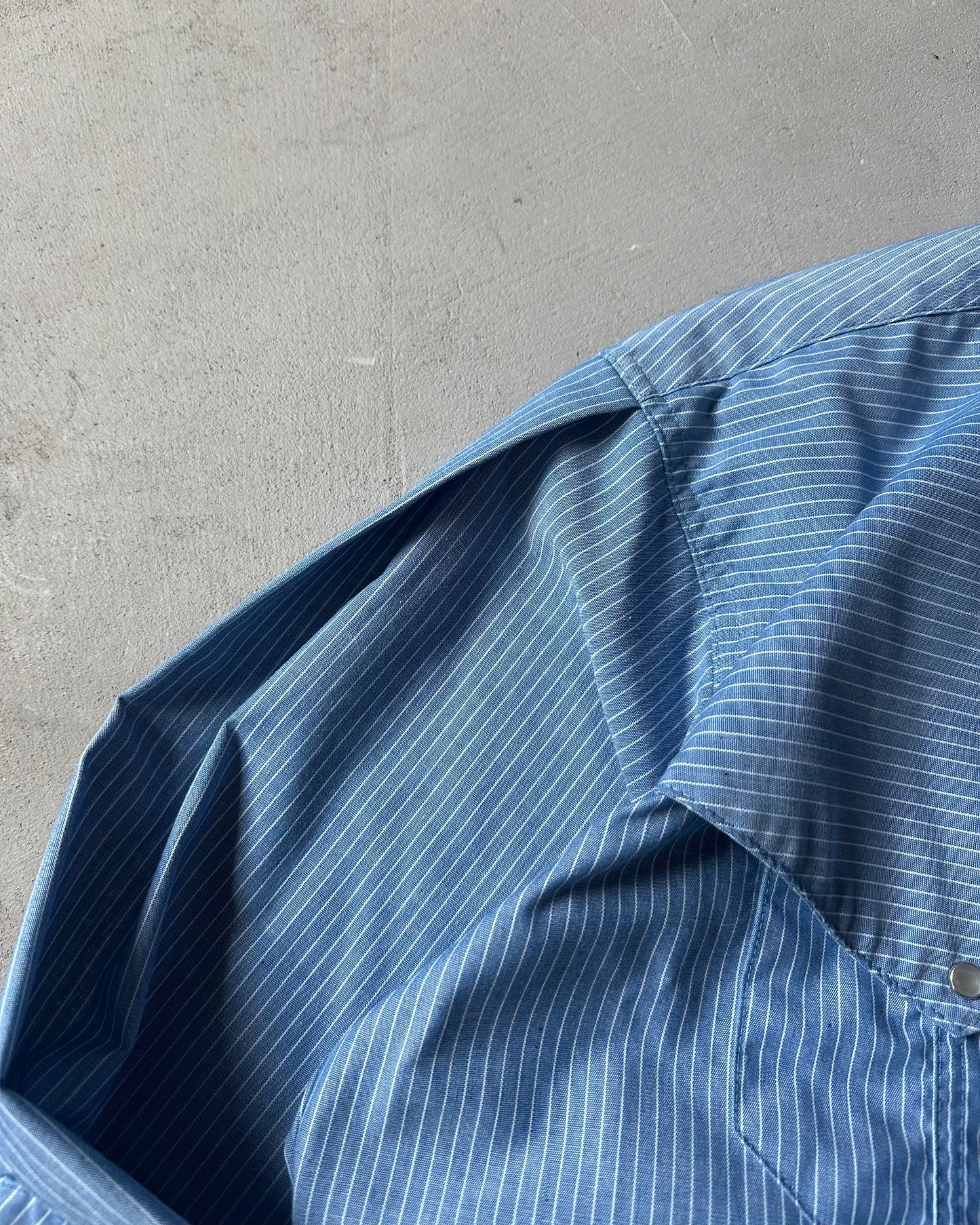 1970s - Blue Rockmount Striped Western Shirt - L
