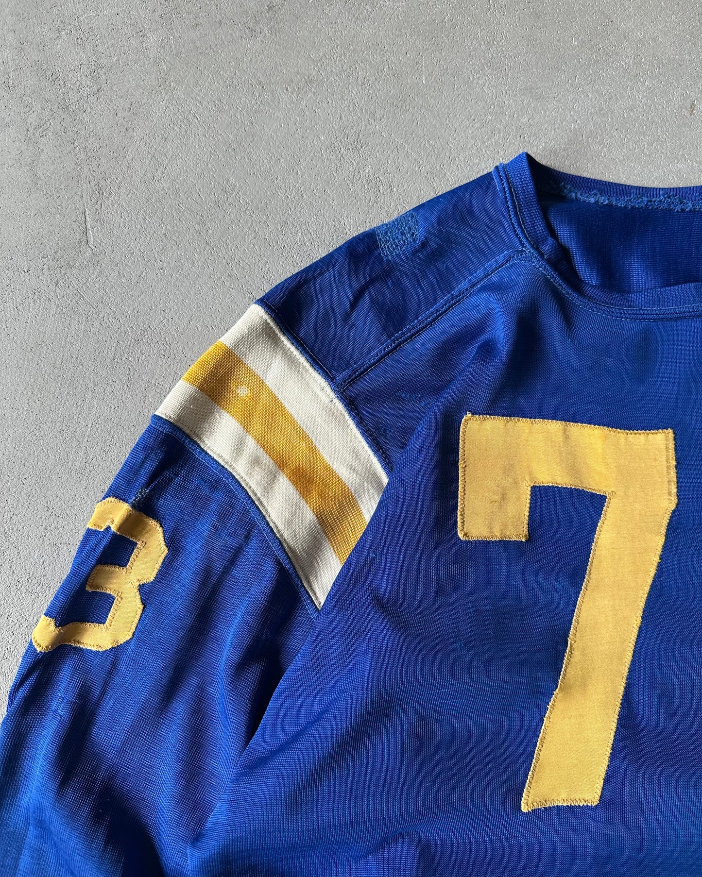 1950s - Distressed Blue/Yellow "73" Repaired Jersey - L/XL