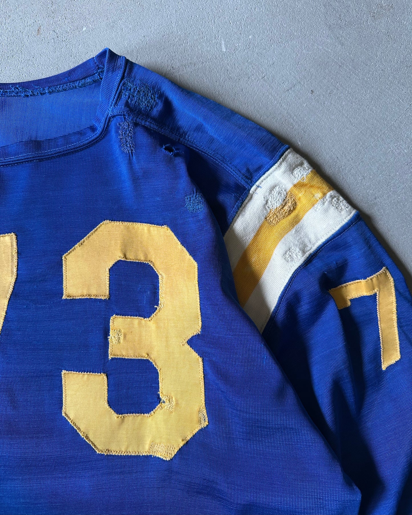 1950s - Distressed Blue/Yellow "73" Repaired Jersey - L/XL
