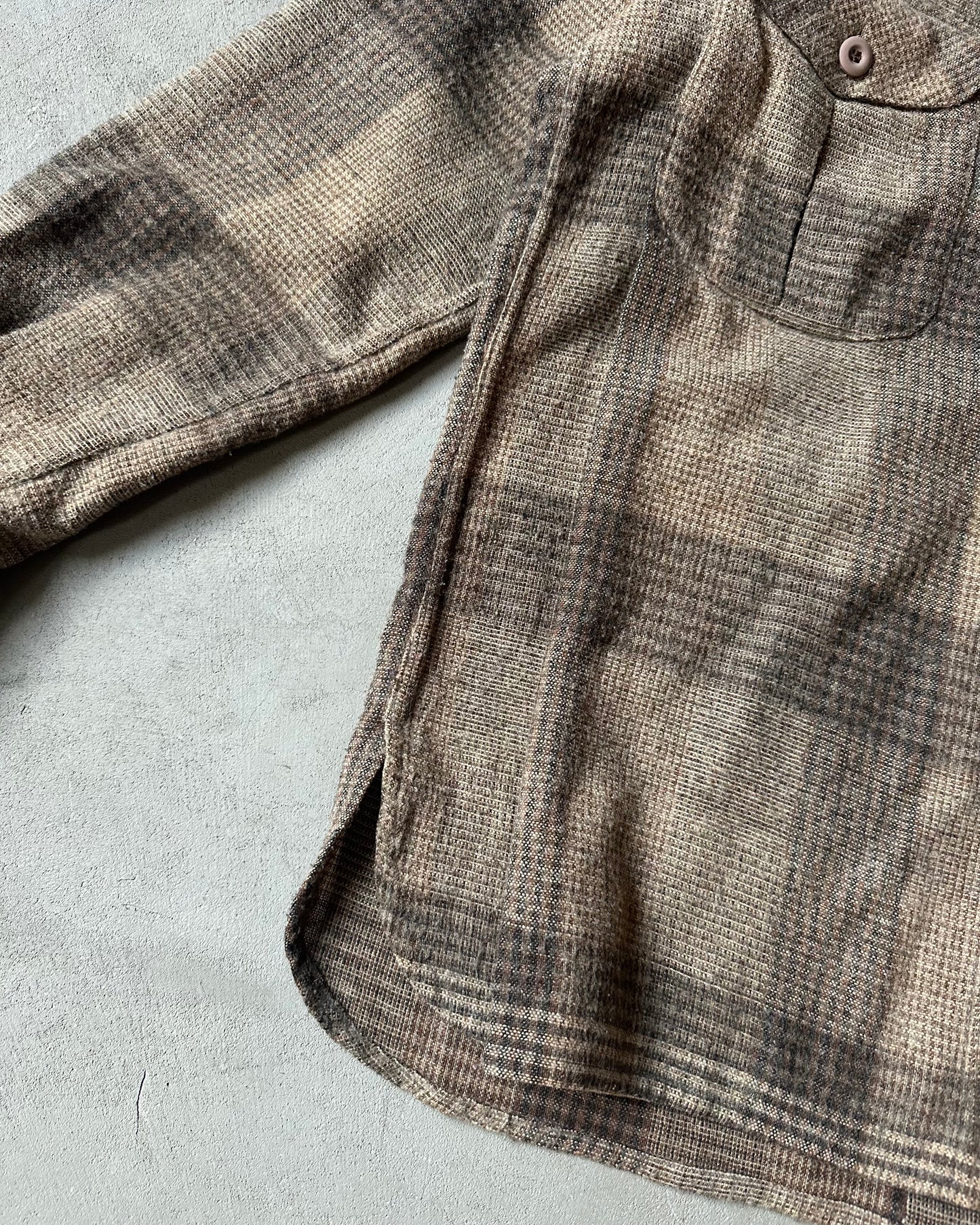 1980s - Brown Handmade Plaid Flannel - L