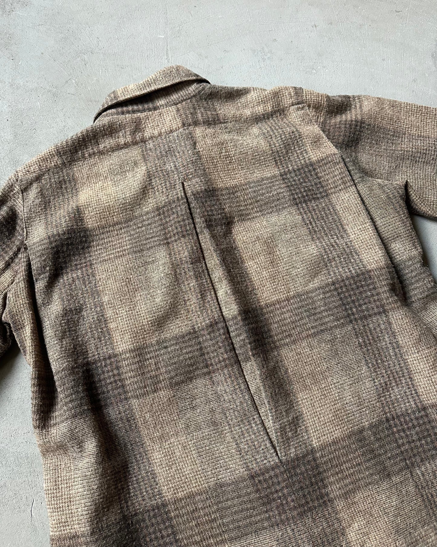 1980s - Brown Handmade Plaid Flannel - L