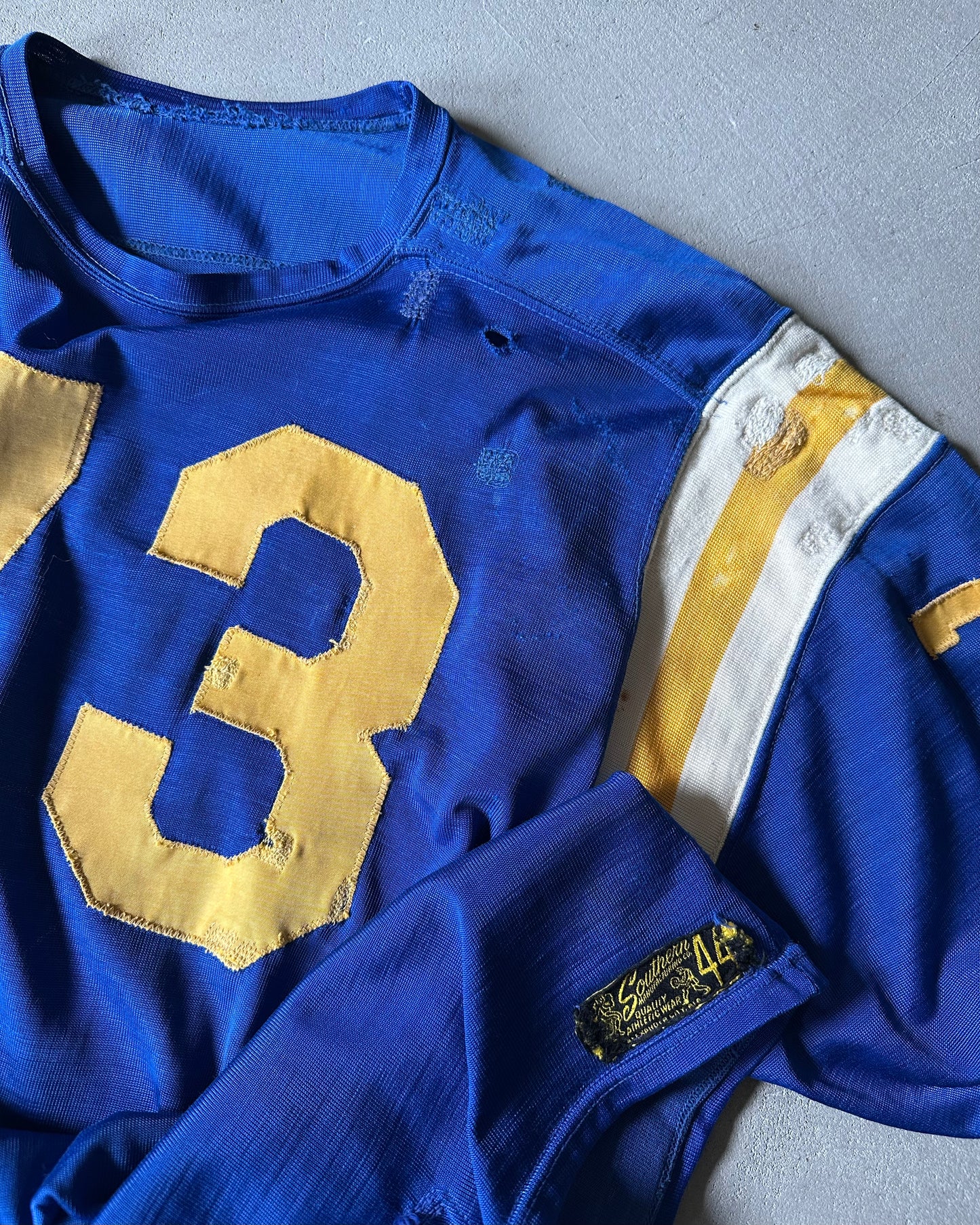1950s - Distressed Blue/Yellow "73" Repaired Jersey - L/XL