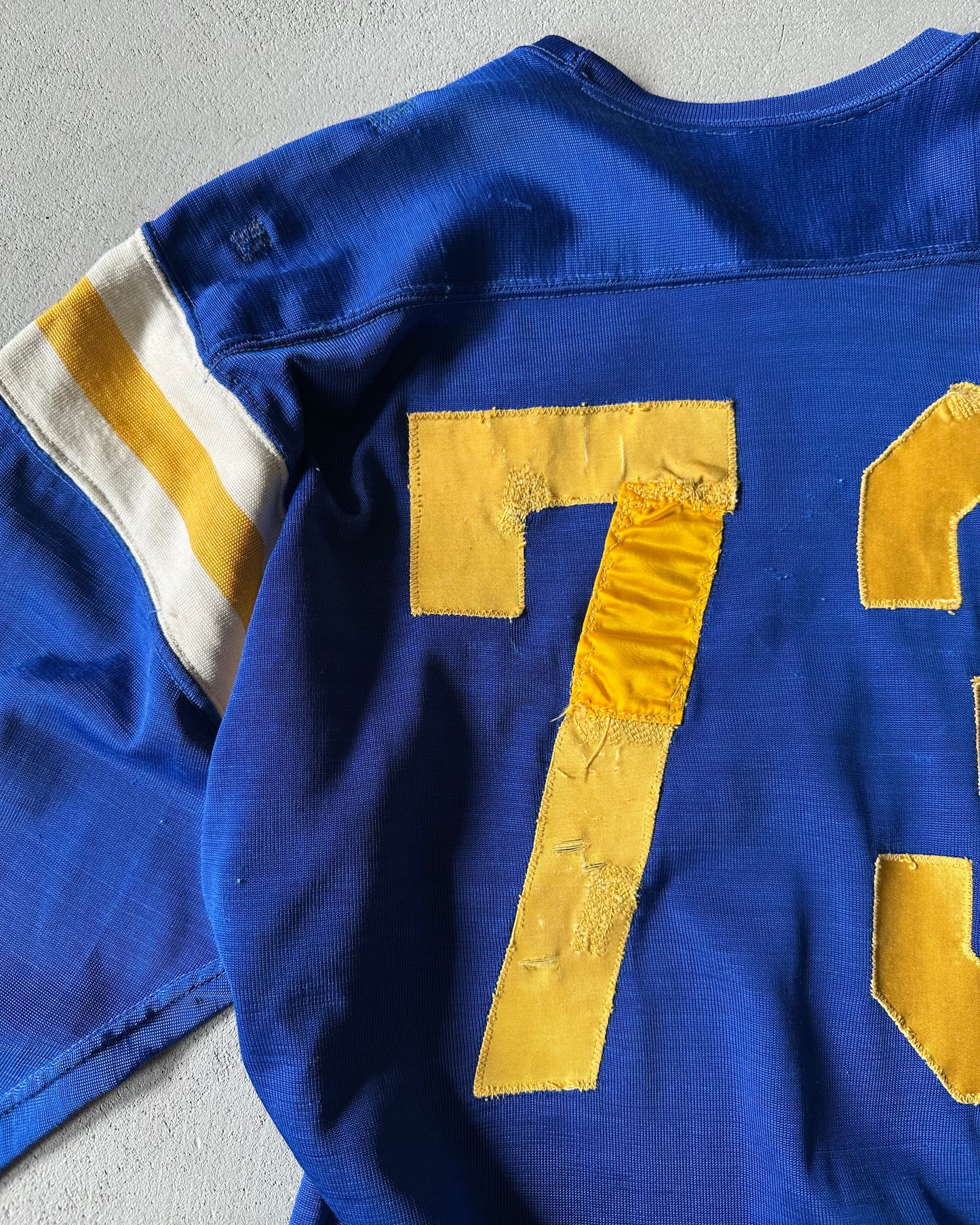 1950s - Distressed Blue/Yellow "73" Repaired Jersey - L/XL