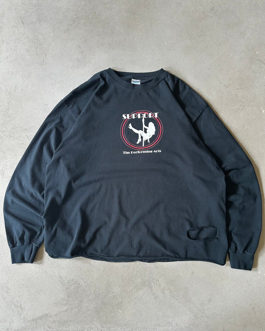 2000s - Distressed Black Support Performing Arts Longsleeve - XXL