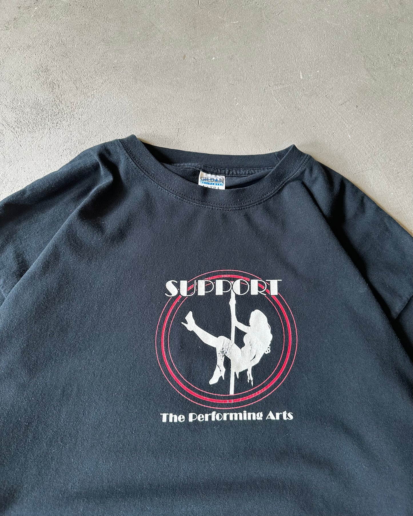 2000s - Distressed Black Support Performing Arts Longsleeve - XXL