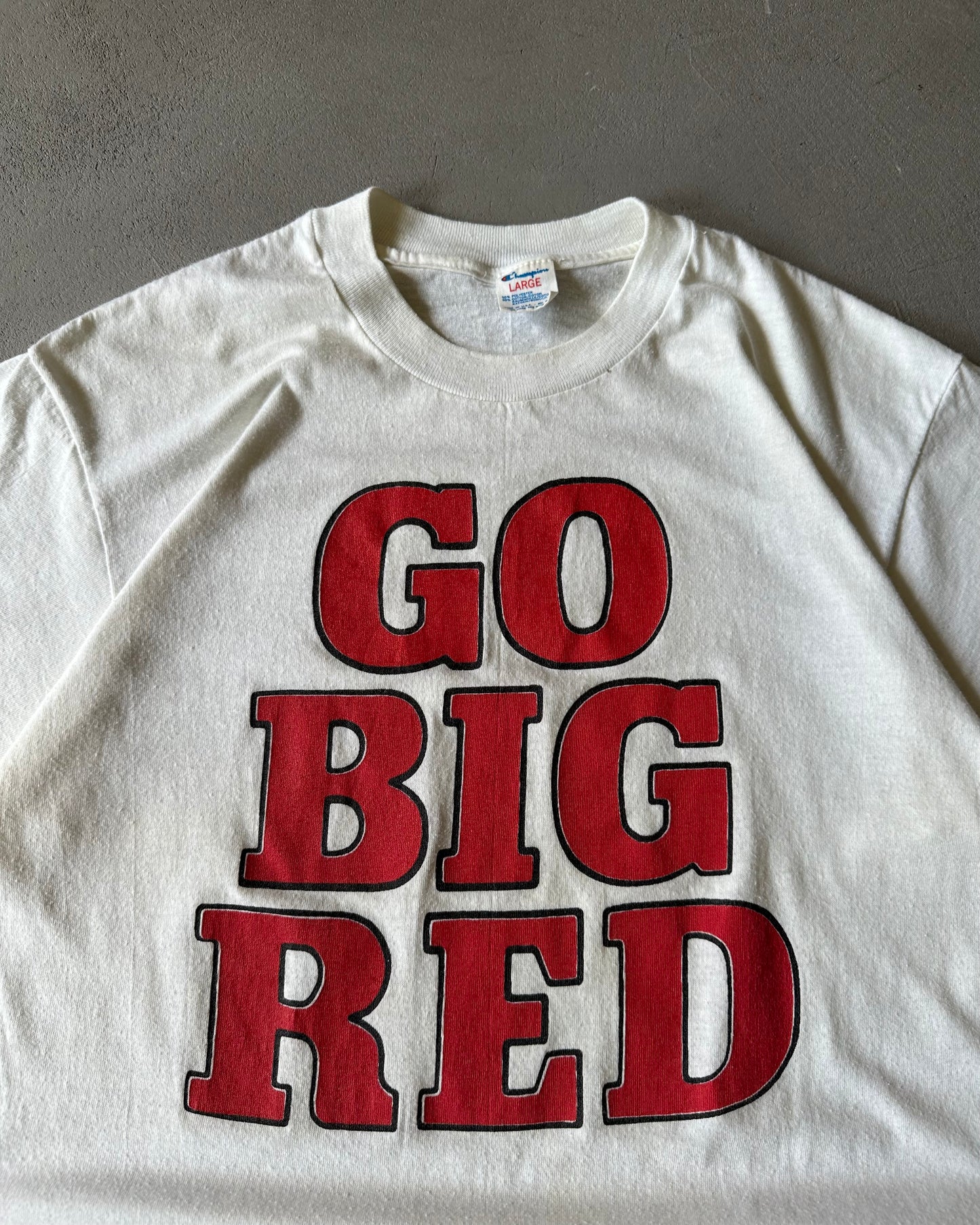 1980s - White GO BIG RED T-Shirt - S/M