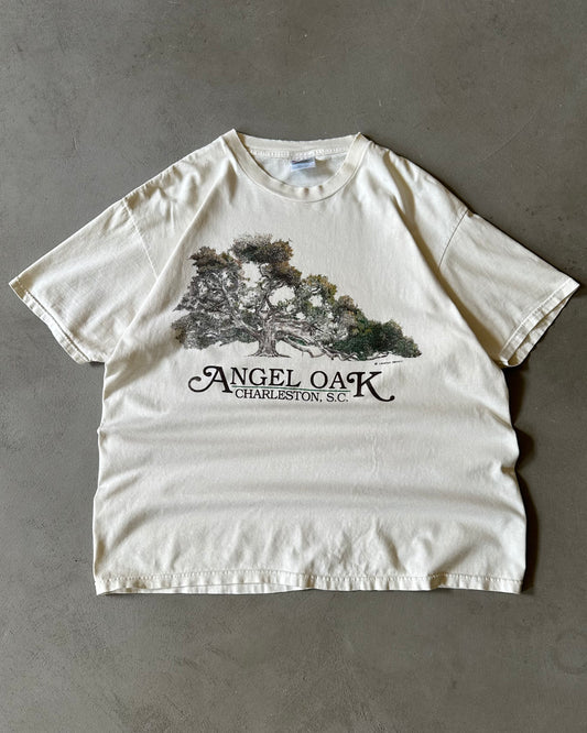 1990s - Distressed White Angel Oak T-Shirt - XL