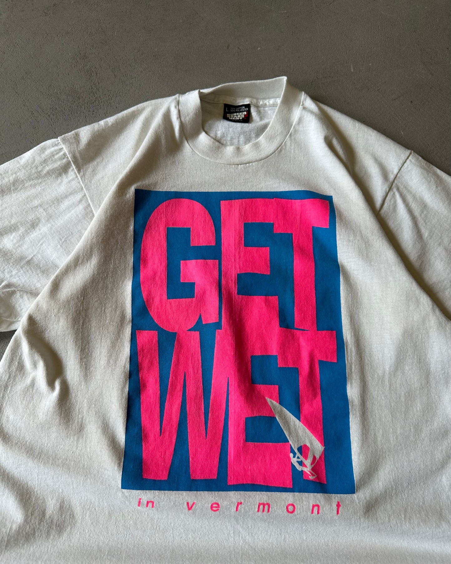 1990s - White Get Wet T-Shirt - M/L