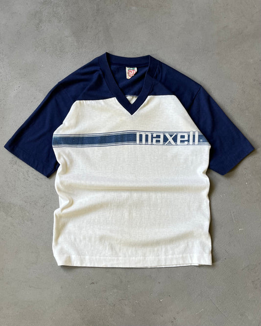1980s - White/Navy Maxell T-Shirt - S