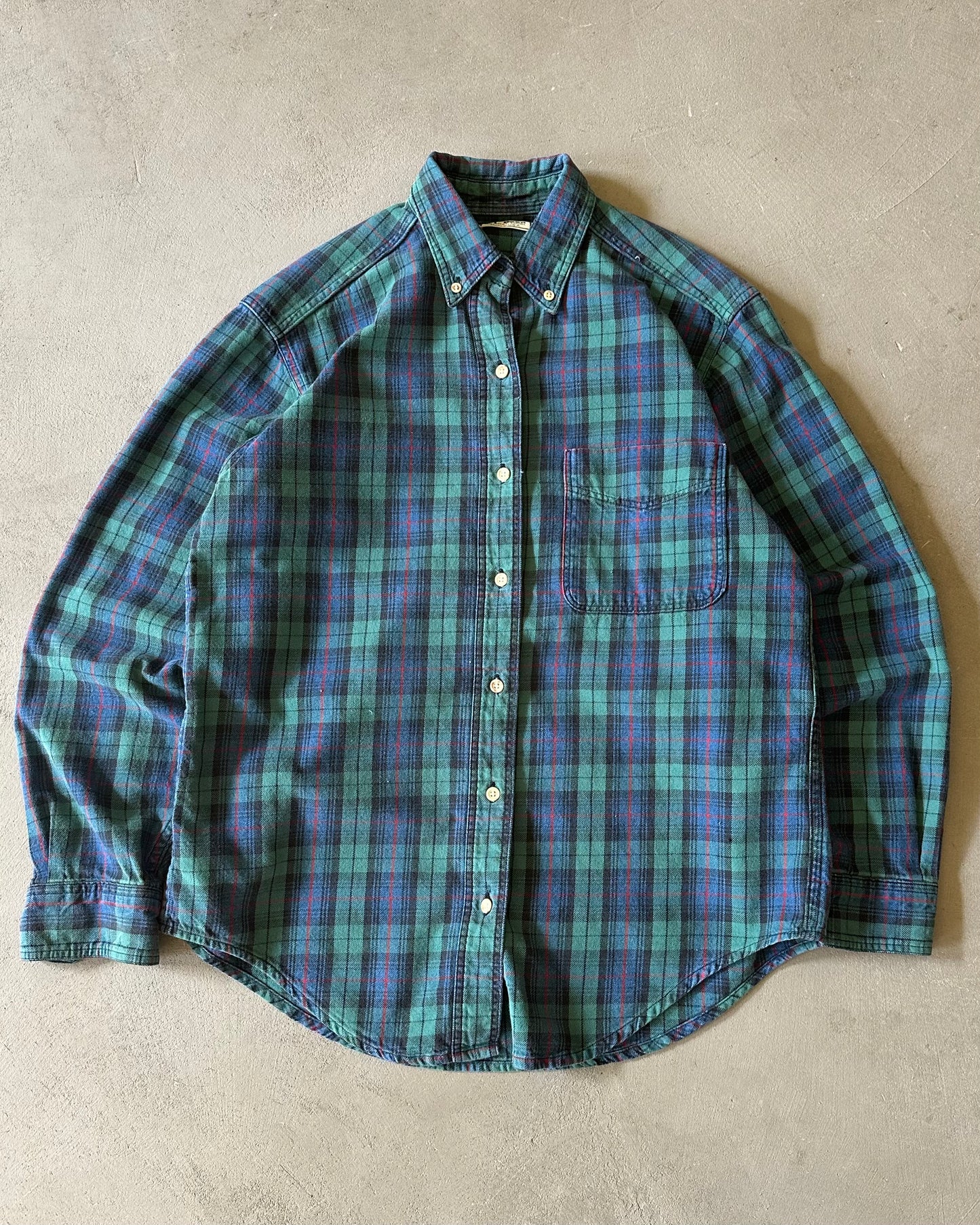 1990s - Green/Blue L.L.Bean Plaid Shirt - (W)M