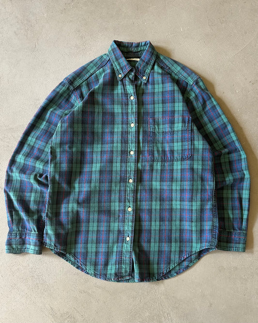 1990s - Green/Blue L.L.Bean Plaid Shirt - (W)M