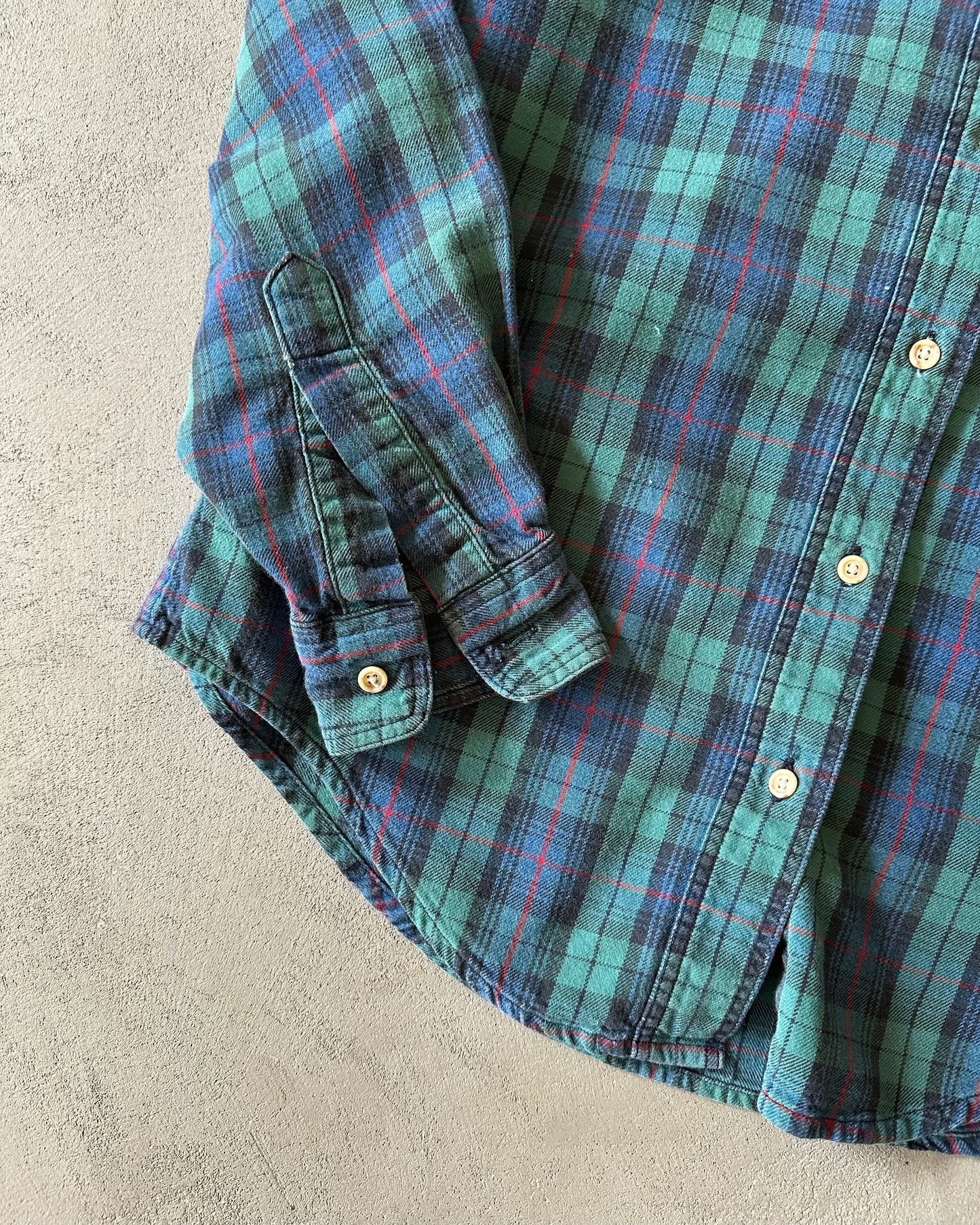 1990s - Green/Blue L.L.Bean Plaid Shirt - (W)M