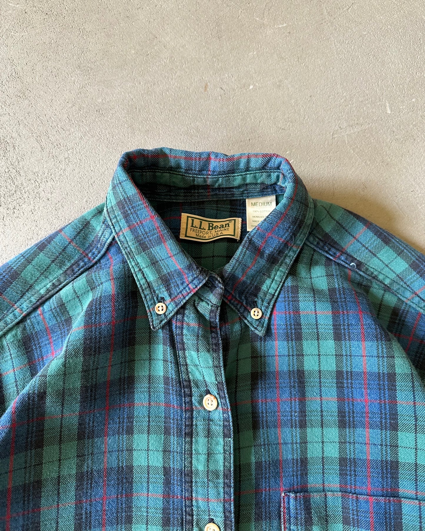 1990s - Green/Blue L.L.Bean Plaid Shirt - (W)M