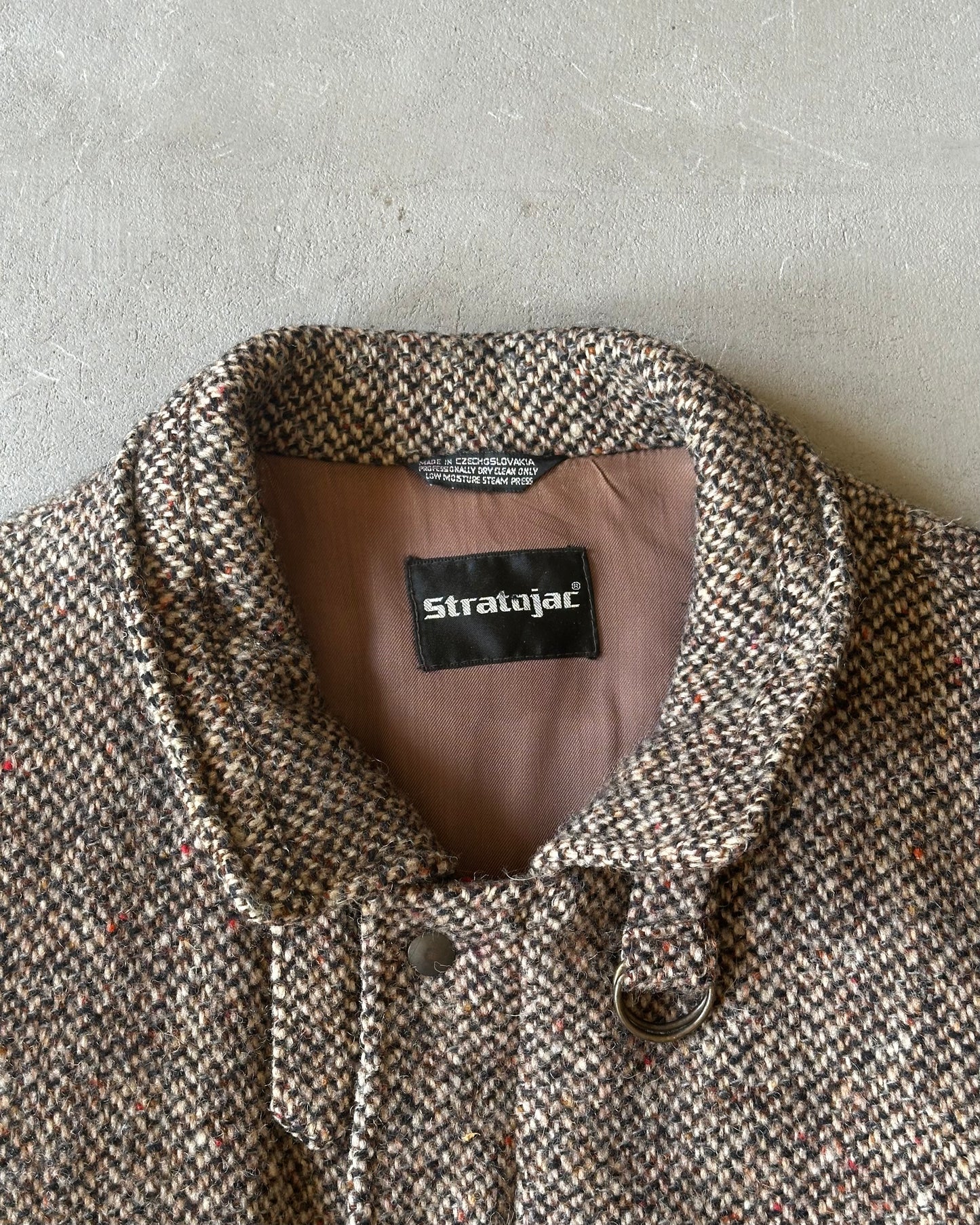 1980s - Tan/Black Wool Bomber Jacket - L/XL