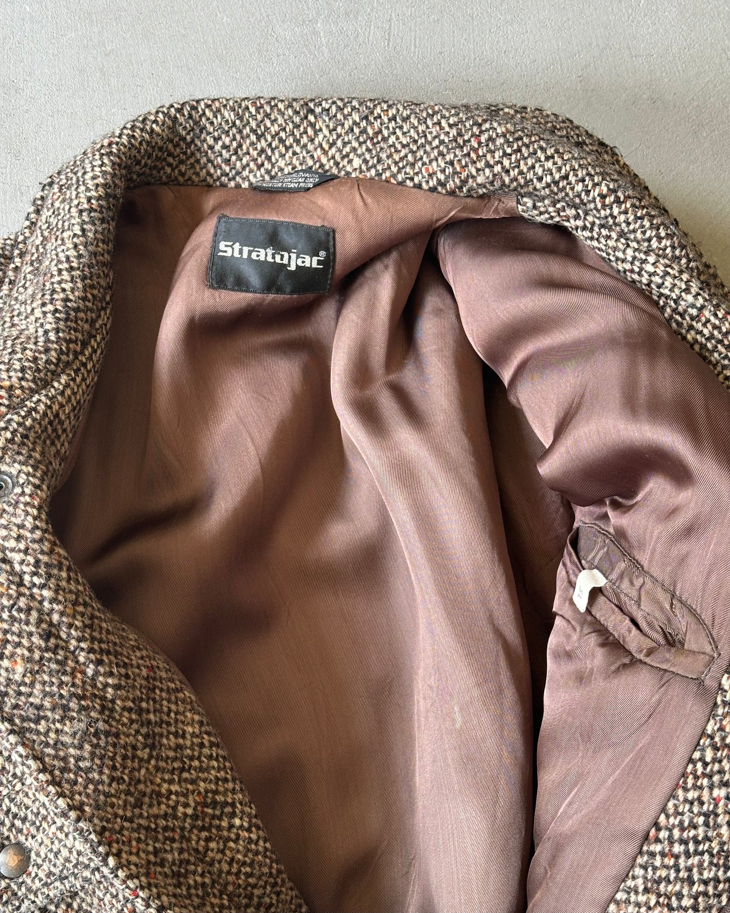 1980s - Tan/Black Wool Bomber Jacket - L/XL