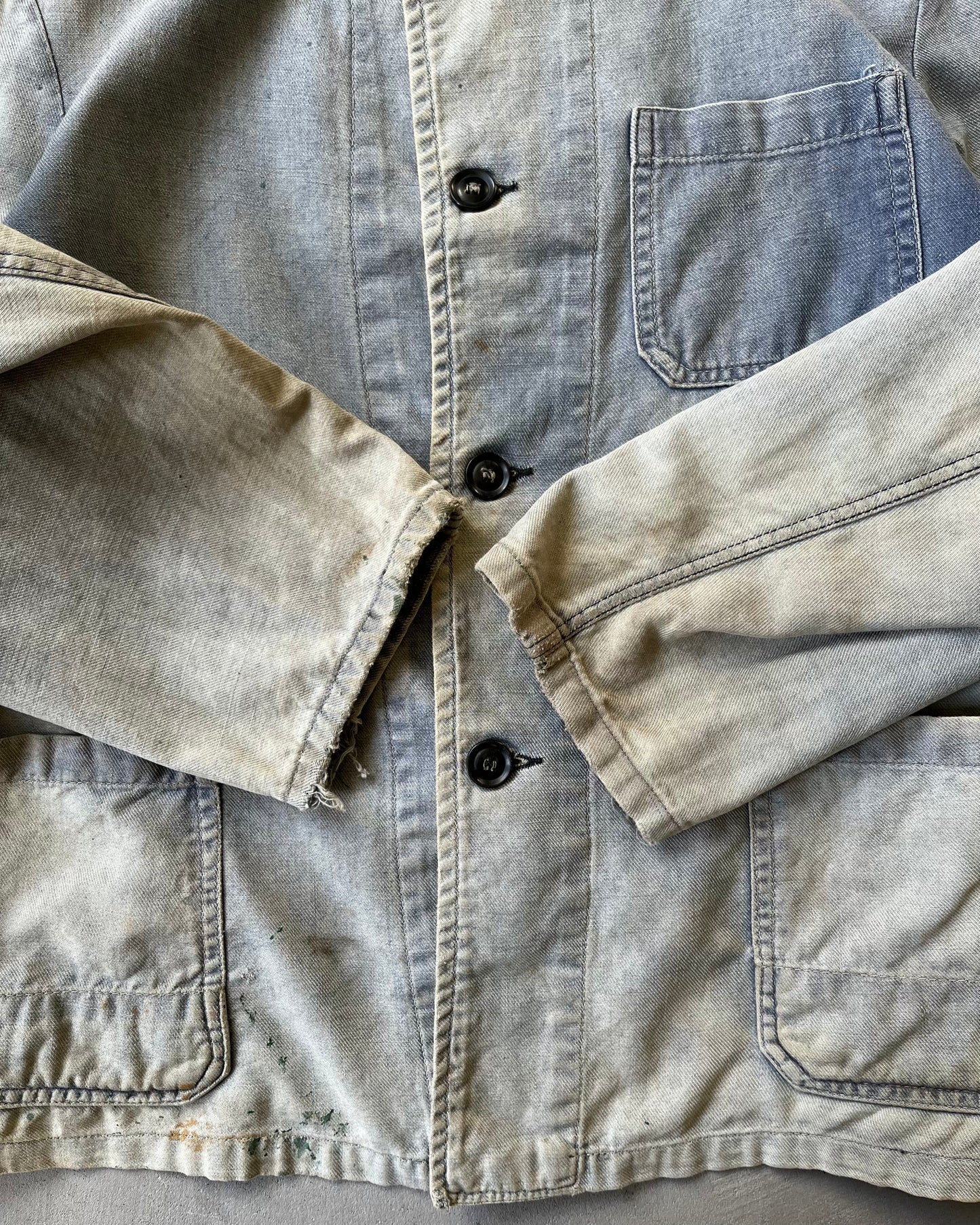 1950s - Distressed Blue French Chore - S
