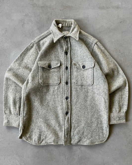 1970s - Grey/Cream L.L.Bean Wool Shirt - M