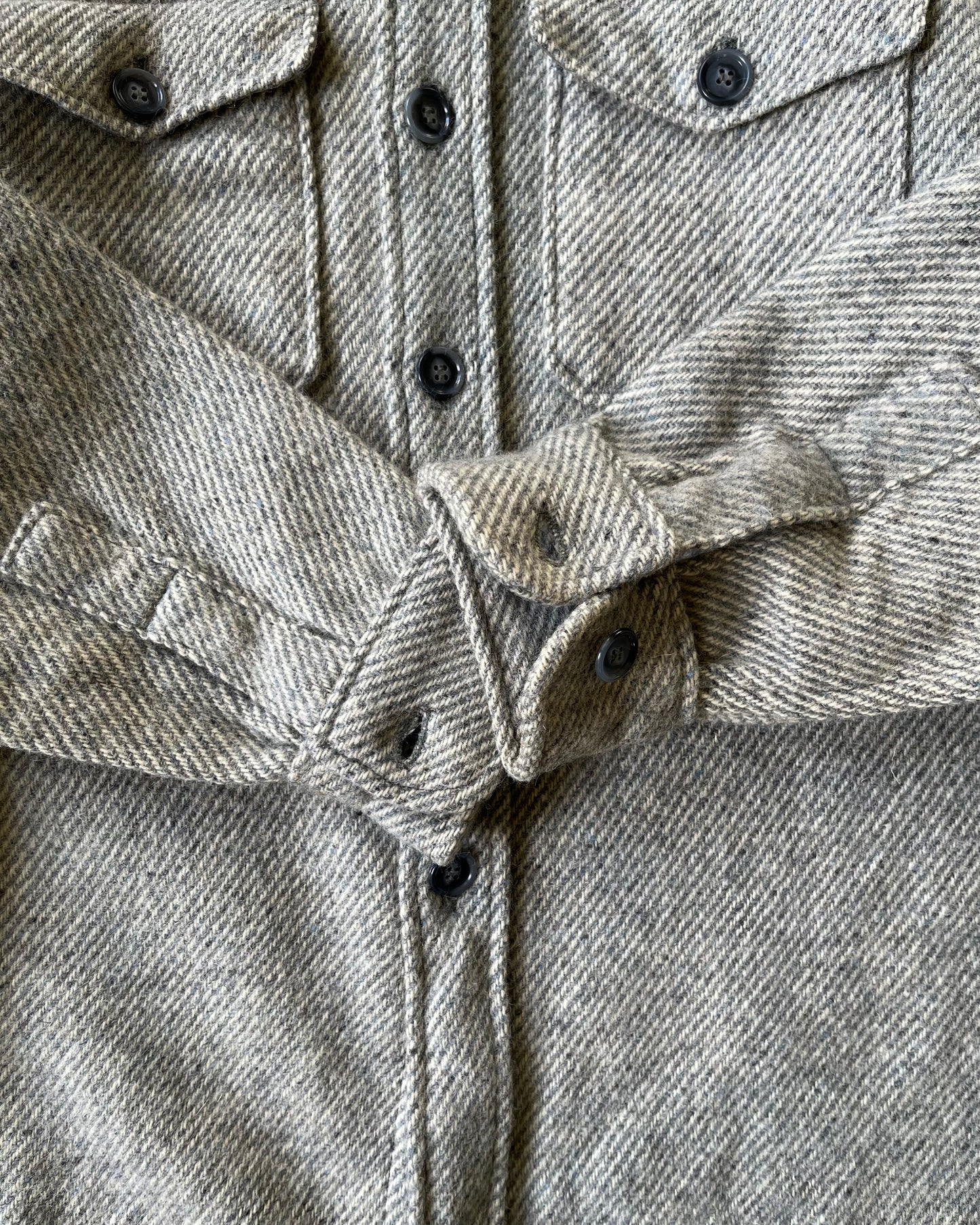1970s - Grey/Cream L.L.Bean Wool Shirt - M