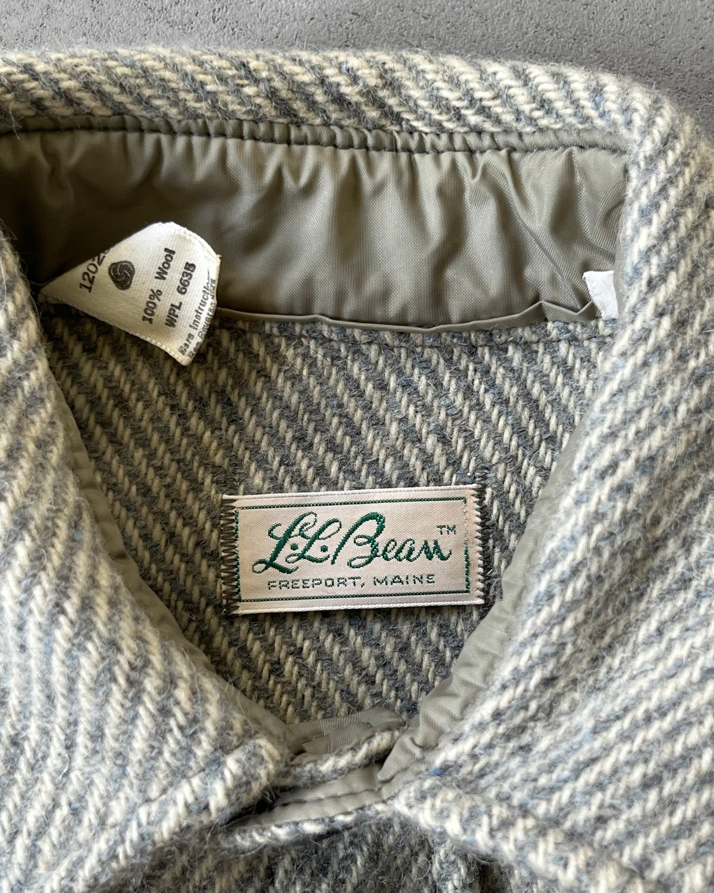 1970s - Grey/Cream L.L.Bean Wool Shirt - M