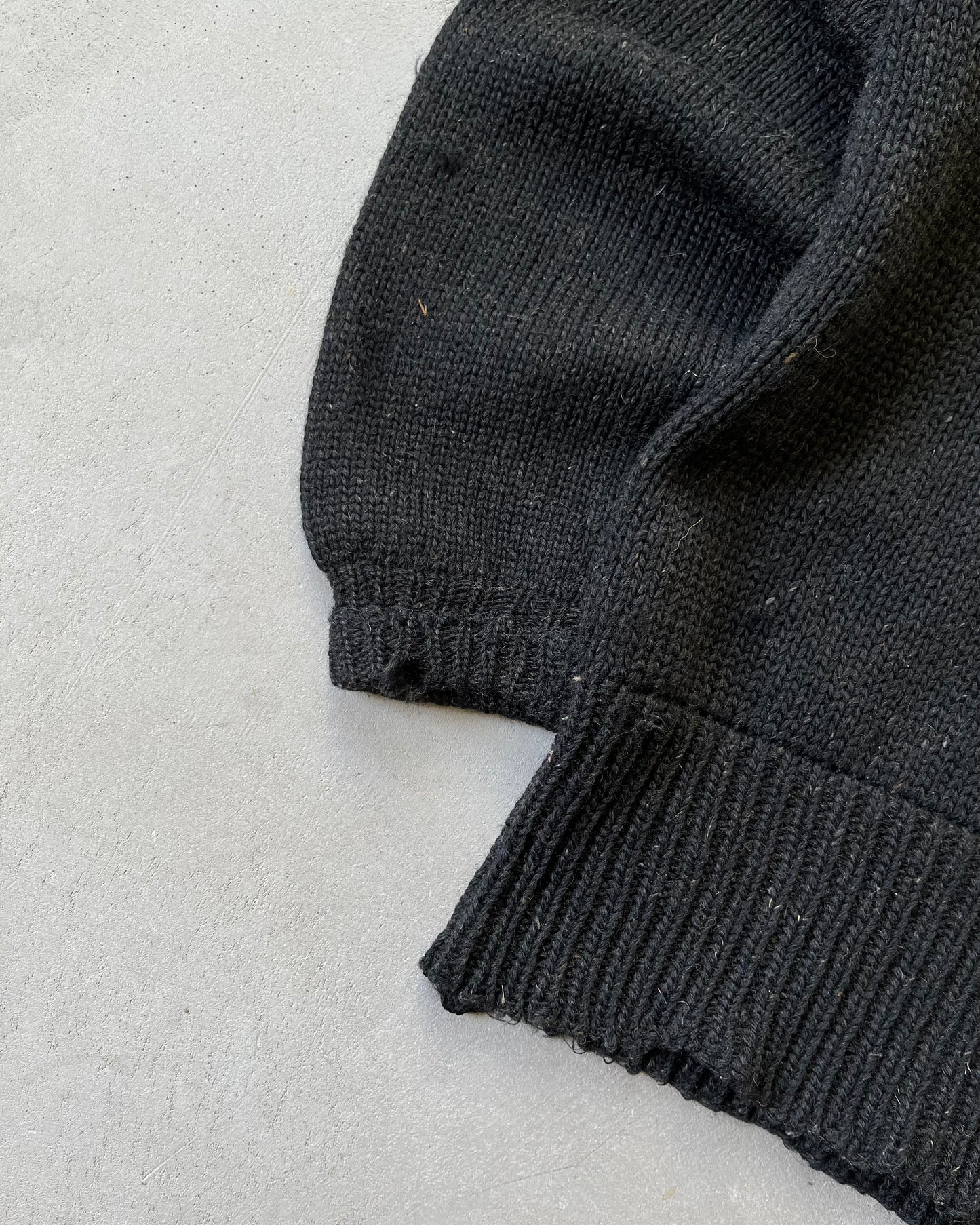 1950s - Distressed Black Wool Sweater - L