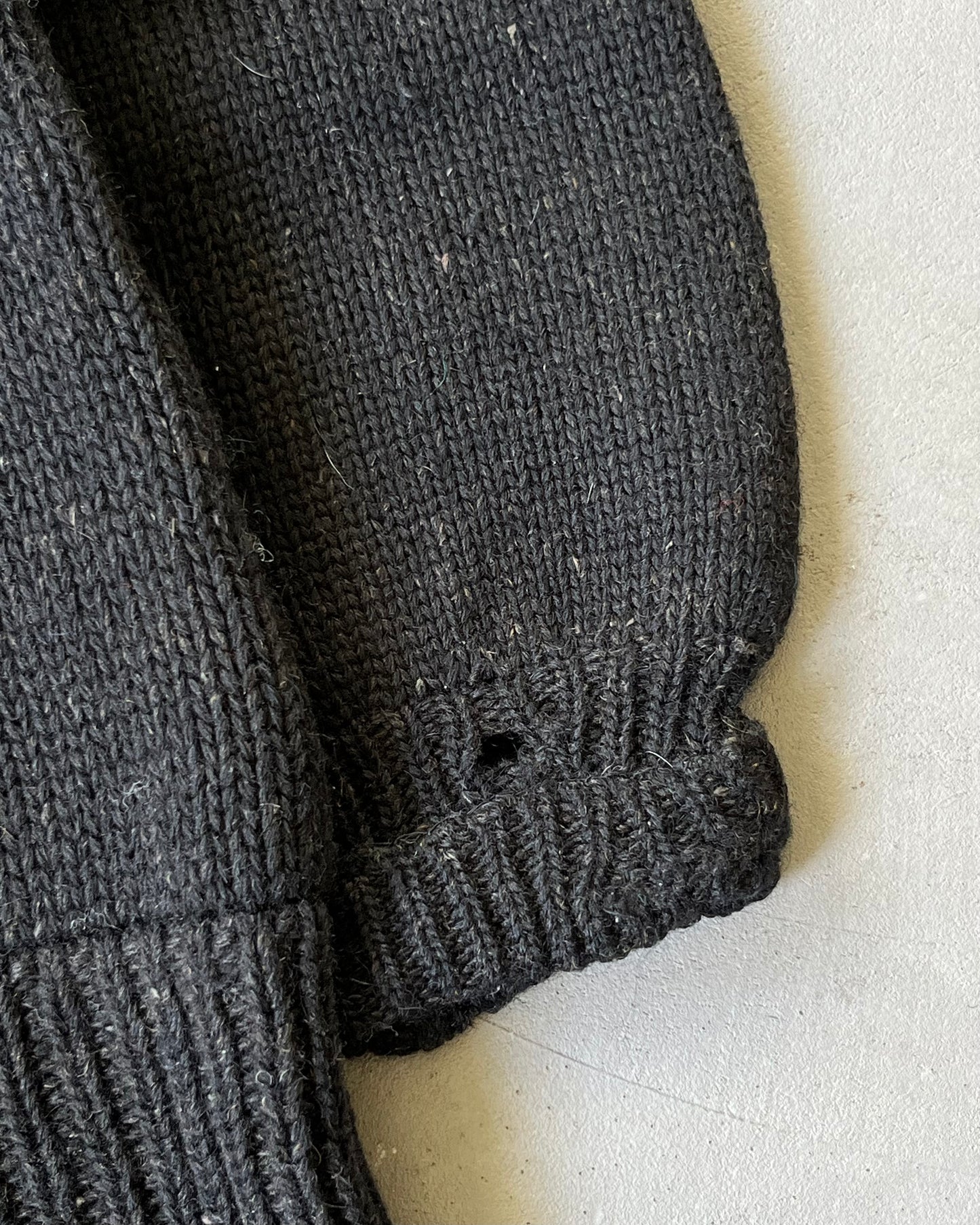 1950s - Distressed Black Wool Sweater - L