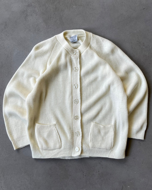 1980s - Cream Women's Cardigan - (W)L/XL