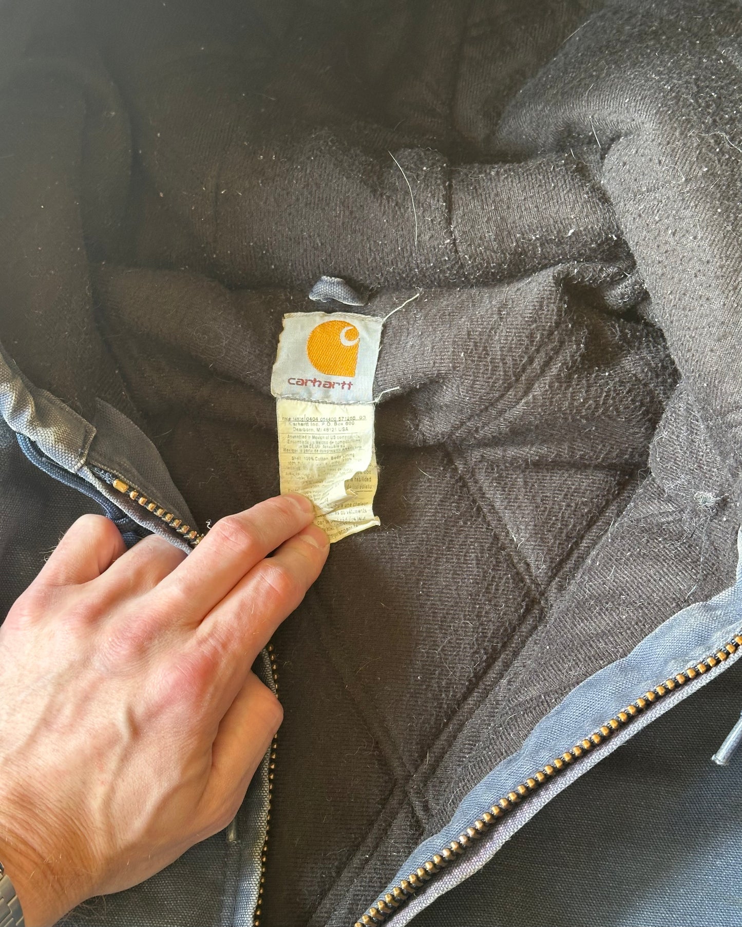 2000s - Faded Navy Carhartt Hooded Jacket - XXL