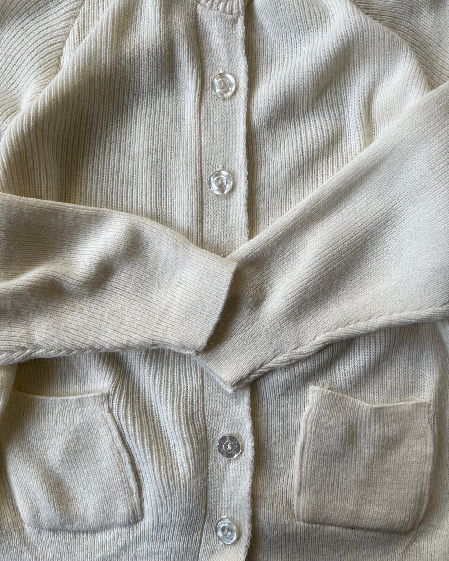 1980s - Cream Women's Cardigan - (W)L/XL